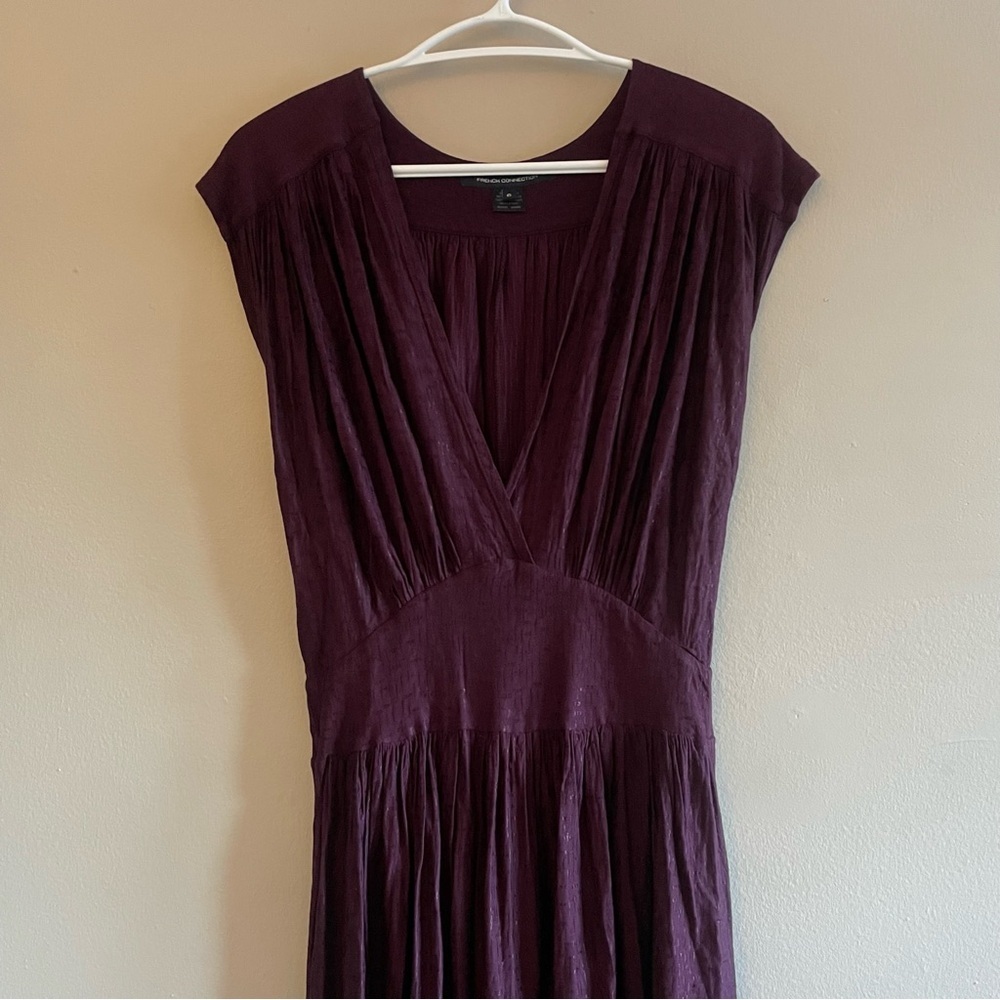 French Connection Plum Textured Drop Waist Sleeveless Dress - Size 6 Like New - Picture 3 of 16